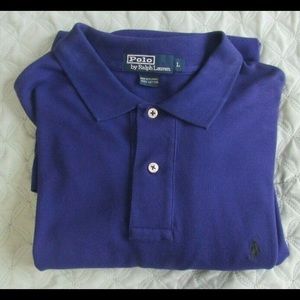 Polo by Ralph Lauren Long Sleeve Golf Shirt Men's L Blue solid 100% cotton